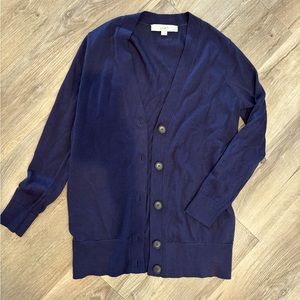 Excellent condition navy/plum Loft small petite button cardigan